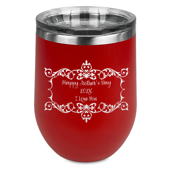 Custom Mother's Day Stemless Stainless Steel Wine Tumbler - Red - Double Sided