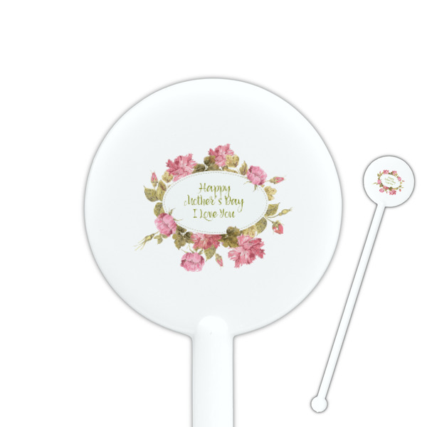 Custom Mother's Day 5.5" Round Plastic Stir Sticks - White - Double Sided