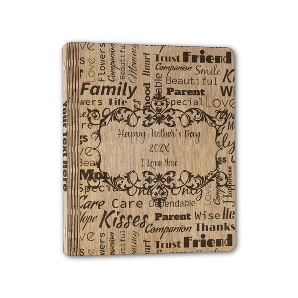 Custom Mother's Day Wood 3-Ring Binder - 1" Half-Letter Size