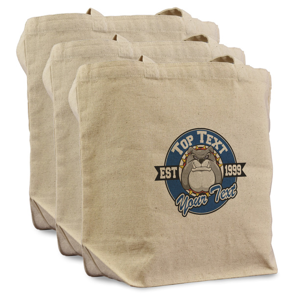 Custom School Mascot Reusable Cotton Grocery Bags - Set of 3 (Personalized)