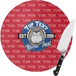 School Mascot Round Glass Cutting Board - Small (Personalized)