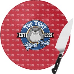 School Mascot Round Glass Cutting Board - Small (Personalized)