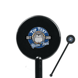 School Mascot 5.5" Round Plastic Stir Sticks - Black - Double Sided (Personalized)