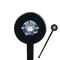 School Mascot Black Plastic 7" Stir Stick - Round - Closeup