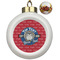 School Mascot Ceramic Christmas Ornament - Poinsettias (Front View)