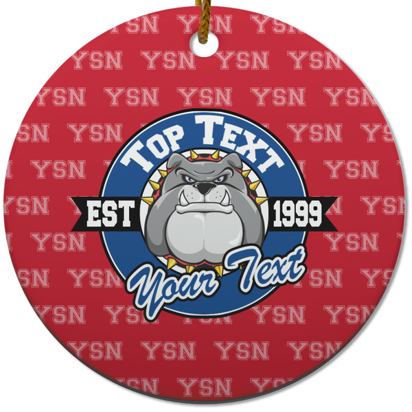 Custom School Mascot Round Ceramic Ornament w/ Name or Text