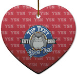 School Mascot Heart Ceramic Ornament w/ Name or Text