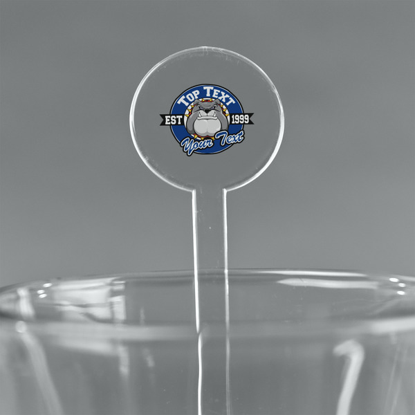 Custom School Mascot 7" Round Plastic Stir Sticks - Clear (Personalized)