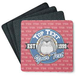 School Mascot Square Rubber Backed Coasters - Set of 4 w/ Name or Text