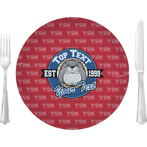 Custom School Mascot Glass Lunch / Dinner Plate 10" (Personalized)