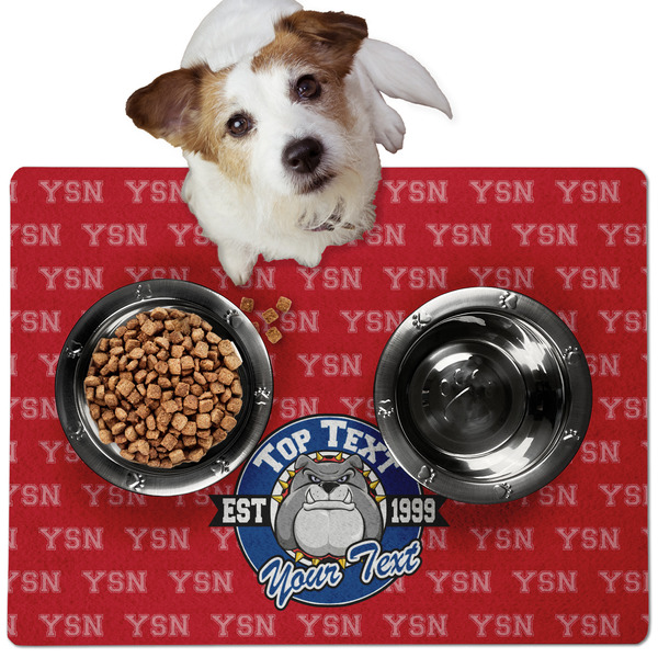 Custom School Mascot Dog Food Mat - Medium w/ Name or Text