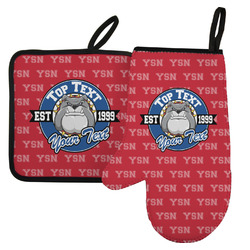 School Mascot Left Oven Mitt & Pot Holder Set w/ Name or Text