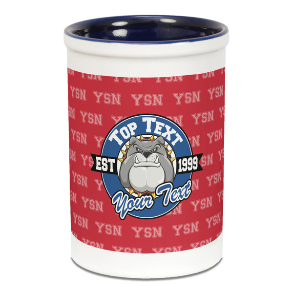 Custom School Mascot Ceramic Pencil Holders - Blue