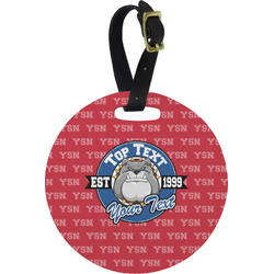 School Mascot Plastic Luggage Tag - Round (Personalized)