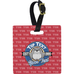 School Mascot Plastic Luggage Tag - Square w/ Name or Text
