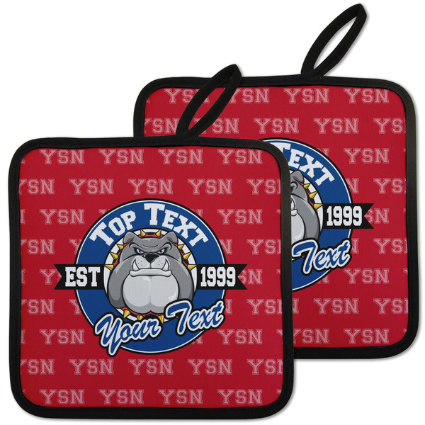 Custom School Mascot Pot Holders - Set of 2 w/ Name or Text