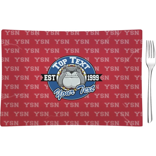 Custom School Mascot Rectangular Glass Appetizer / Dessert Plate - Single or Set (Personalized)