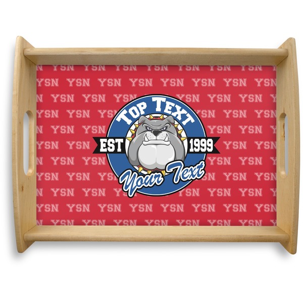 Custom School Mascot Natural Wooden Tray - Large (Personalized)