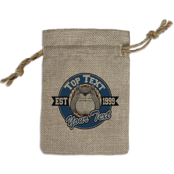 Custom School Mascot Small Burlap Gift Bag - Front (Personalized)