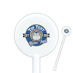 School Mascot 5.5" Round Plastic Stir Sticks - White - Single Sided (Personalized)