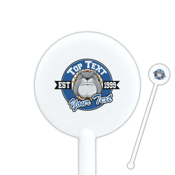 Custom School Mascot 5.5" Round Plastic Stir Sticks - White - Single Sided (Personalized)