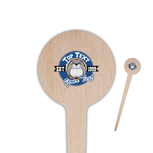 Custom School Mascot 4" Round Wooden Food Picks - Single Sided (Personalized)