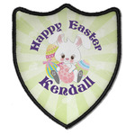 Easter Bunny Iron On Shield Patch B w/ Name or Text