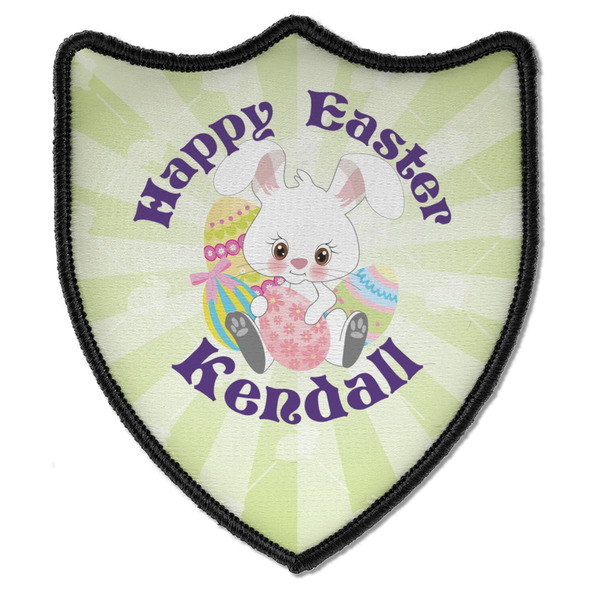 Custom Easter Bunny Iron On Shield Patch B w/ Name or Text