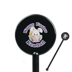 Easter Bunny 5.5" Round Plastic Stir Sticks - Black - Double Sided (Personalized)