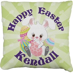 Easter Bunny Faux-Linen Throw Pillow (Personalized)