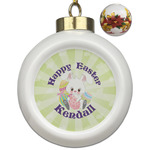 Easter Bunny Ceramic Ball Ornaments - Poinsettia Garland (Personalized)