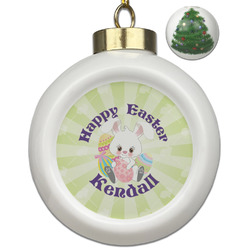 Easter Bunny Ceramic Ball Ornament - Christmas Tree (Personalized)