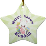 Easter Bunny Star Ceramic Ornament w/ Name or Text