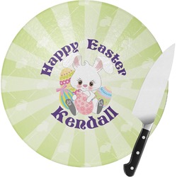Easter Bunny Round Glass Cutting Board - Medium (Personalized)