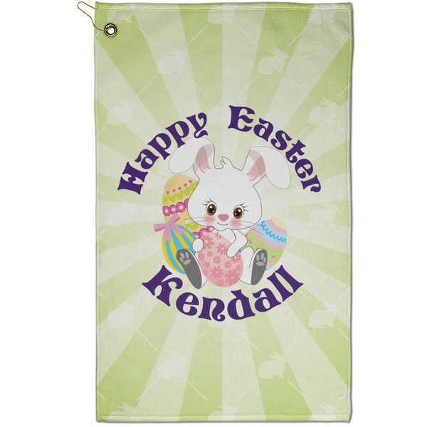 Custom Easter Bunny Golf Towel - Poly-Cotton Blend - Small w/ Name or Text