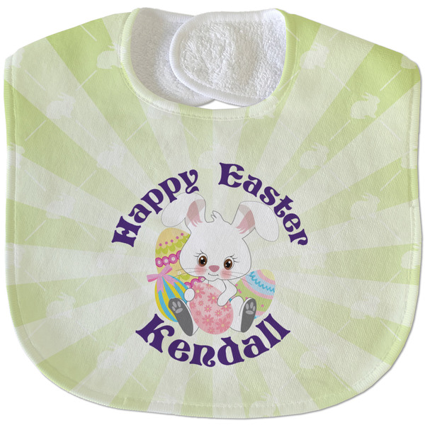 Custom Easter Bunny Velour Baby Bib w/ Name or Text