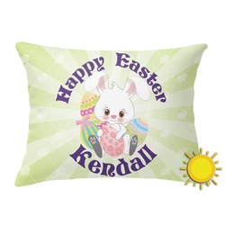Easter Bunny Outdoor Throw Pillow (Rectangular) (Personalized)