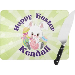 Easter Bunny Rectangular Glass Cutting Board - Medium - 11"x8" (Personalized)