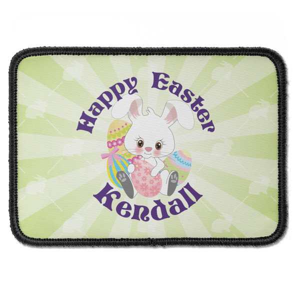 Custom Easter Bunny Iron On Rectangle Patch w/ Name or Text