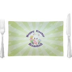 Easter Bunny Glass Rectangular Lunch / Dinner Plate (Personalized)