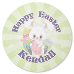 Easter Bunny Round Rubber Backed Coaster (Personalized)