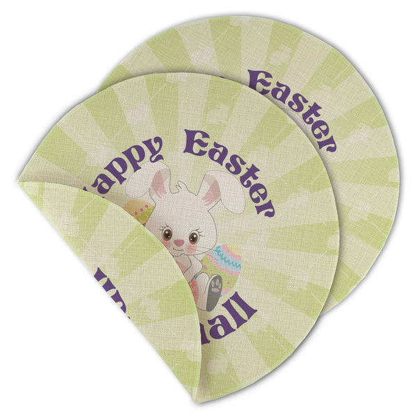 Custom Easter Bunny Round Linen Placemat - Double Sided - Set of 4 (Personalized)
