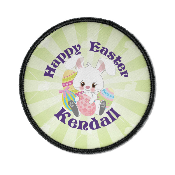 Custom Easter Bunny Iron On Round Patch w/ Name or Text