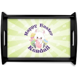 Easter Bunny Black Wooden Tray - Small (Personalized)