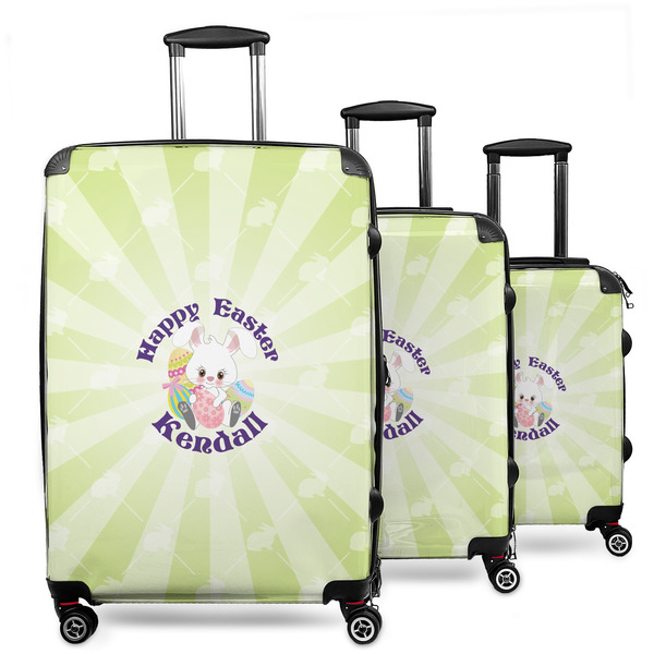 Custom Easter Bunny 3 Piece Luggage Set - 20" Carry On, 24" Medium Checked, 28" Large Checked (Personalized)