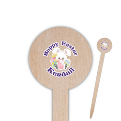 Easter Bunny 6" Round Wooden Food Picks - Double Sided (Personalized)