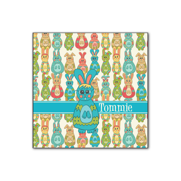 Custom Fun Easter Bunnies Wood Print - 12x12 (Personalized)