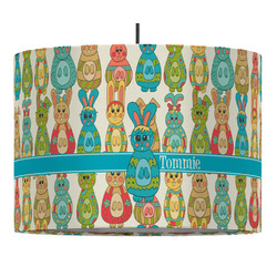 Fun Easter Bunnies 16" Drum Pendant Lamp - Fabric (Personalized)