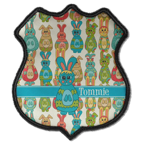 Custom Fun Easter Bunnies Iron On Shield Patch C w/ Name or Text