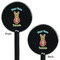 Fun Easter Bunnies Black Plastic 5.5" Stir Stick - Double Sided - Round - Front & Back